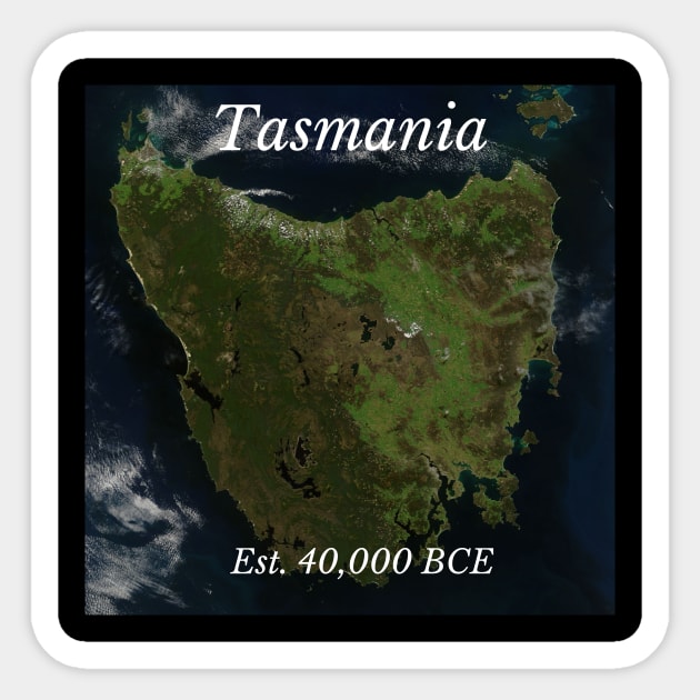 Tasmania, EST. 40,000BCE Sticker by Rosettemusicandguitar